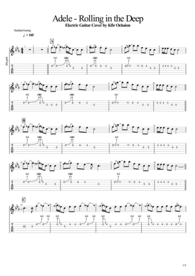 Табы Kfir Ochaion - Adele - Rolling in the Deep