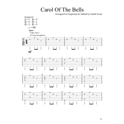 Табы Gareth Evans - Carol of the Bells - Shchedryk