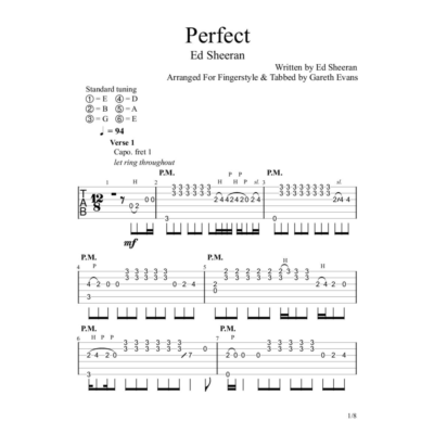 Табы Gareth Evans - Perfect – Ed Sheeran