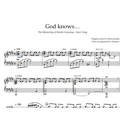 Ноты Animenz - God knows – The Melancholy of Suzumiya
