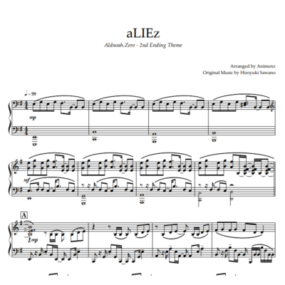 Ноты Animenz - aLIEz – Aldnoah.Zero ED2 Hiroyuki Sawano