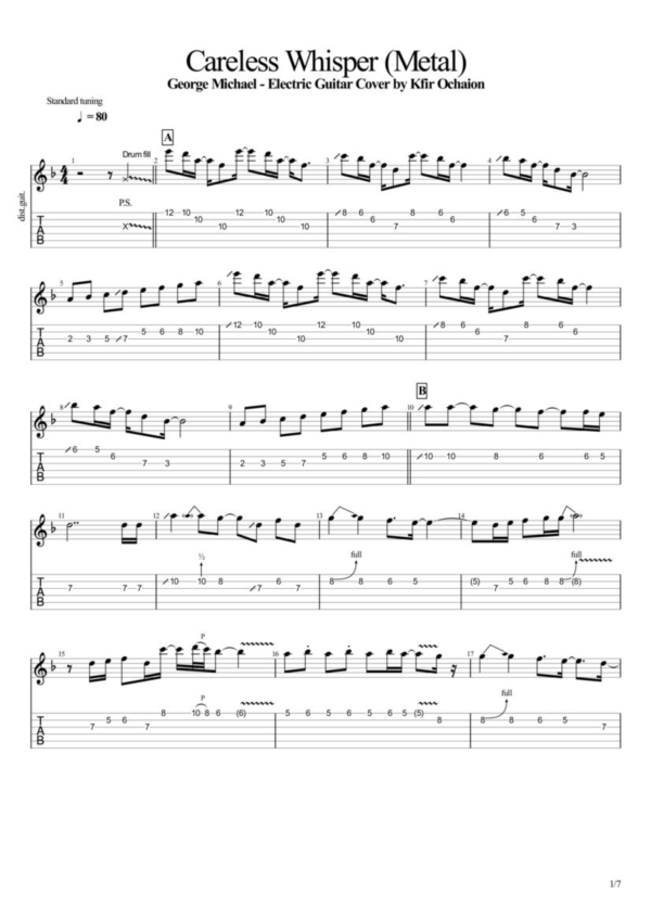 Табы Kfir Ochaion - George Michael - Careless Whisper