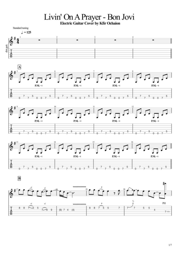 Табы Kfir Ochaion - Bon Jovi - Livin' On A Prayer