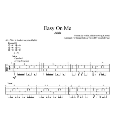 Табы Gareth Evans - Easy on Me – Adele