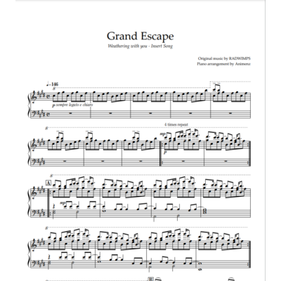 Ноты Animenz - Grand Escape - Weathering with You