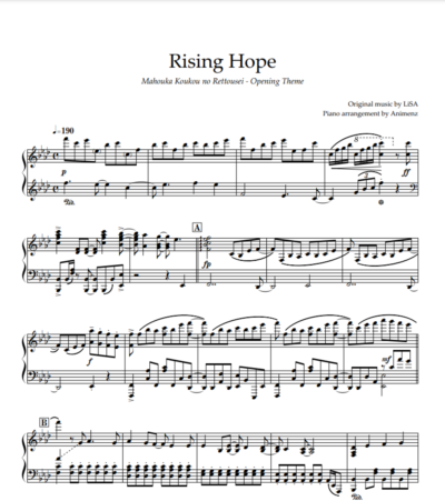 Ноты Animenz -Rising Hope – Mahouka Koukou no Rettousei