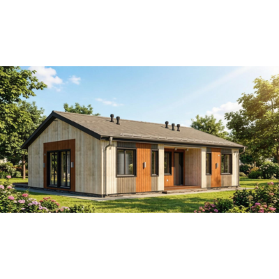 FH-1 — каркасный дом 165,5 м², 3 спальни, мастер-спальня, кабинет и терраса