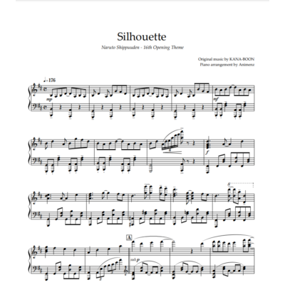 Ноты Animenz - Silhouette – Naruto Shippuden OP16