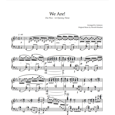 Ноты Animenz - We Are! – One Piece OP1