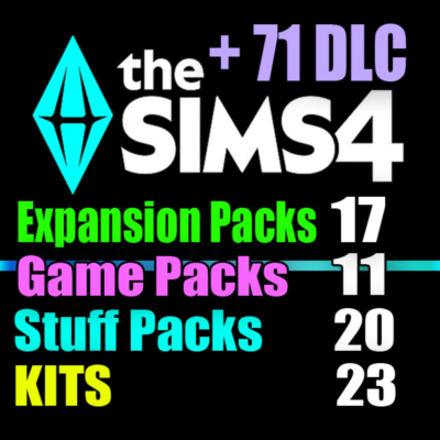 SIMS 4 + 71 DLC (17 допов・11 наборов・20 кат.・23 компл.)