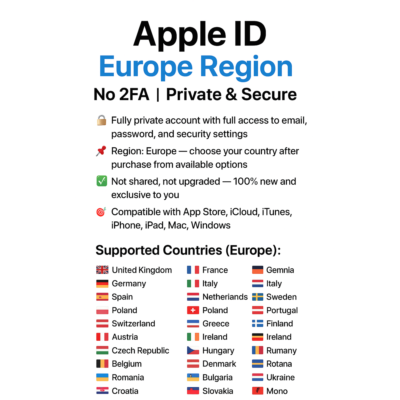 Apple ID Европа: UK + FR + DE + Другие | Без 2FA 🔐
