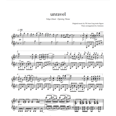 Ноты Animenz - Unravel - Tokyo Ghoul OP