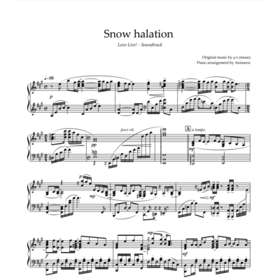 Ноты Animenz - Snow Halation - Love Live! OST