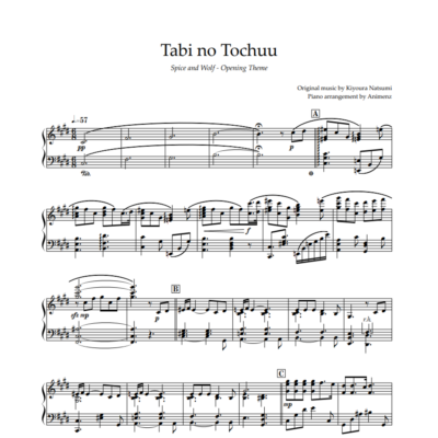 Ноты Animenz - Tabi no Tochuu - Spice and Wolf OP