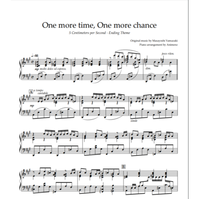 Ноты Animenz - One more time - 5 Centimeters per Second