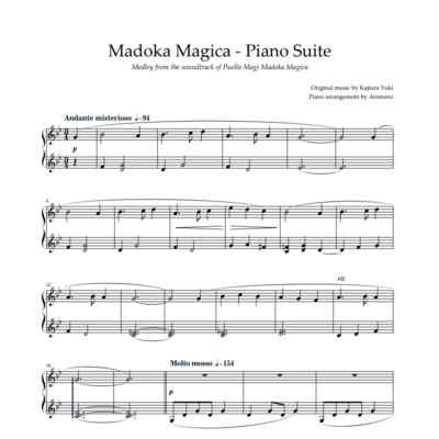 Ноты Animenz -  Madoka Magica - Soundtrack Medley