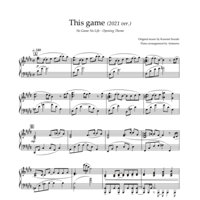 Ноты Animenz - This game (2021 ver.) - No Game No Life