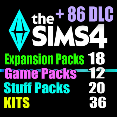 SIMS 4 + 86 DLC (18 допов・12 наборов・20 кат.・36 компл.)