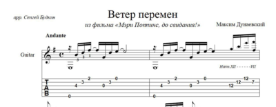 Ветер перемен (Максим Дунаевский) ноты для гитары