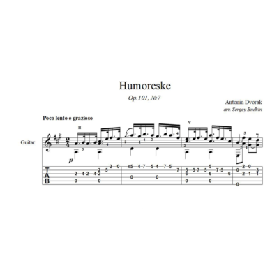 Юмореска (А. Дворжак) ноты для гитары