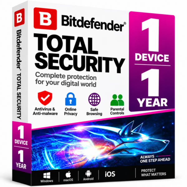 Ключ Bitdefender Total Security на 1 устройство на 1 го