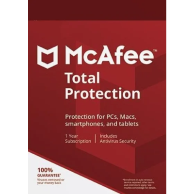 McAfee Total Protection 1,5,10 ПК 1 года 25 цифра Ключ