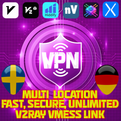 1 месяц V2Ray VPN —несколько локаций —10Гбит/с +999ГБ