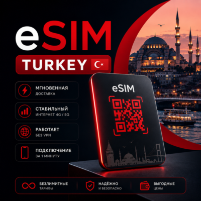 eSIM для путешествий → Турция БЕЗЛИМИТ есим (1 ГБ/день)
