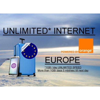 еSIM БЕЗЛИМИТНЫЙ Премиум Интернет в ЕС+plus Европа