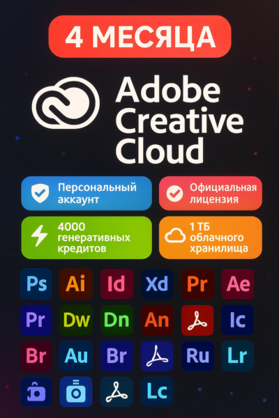 ADOBE CREATIVE CLOUD ВСЕ ПРИЛОЖЕНИЯ НА 4 МЕСЯЦА!!!