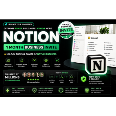 🔥 NOTION BUSINESS 1 MONTH 🚀 | PREMIUM INVITE ⚡ | FAST DELIVERY | YOUR PERSONAL ACCO