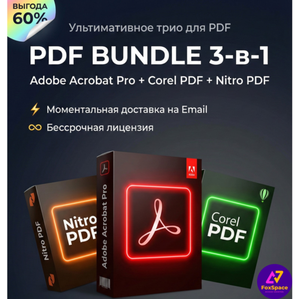 Adobe Acrobat Prо 2022+Corel PDF Fusion+Nitro PDF 3в1 ключи. Bundle