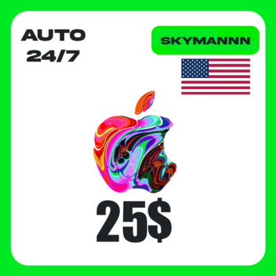 Apple iTunes 25$ USD США ПОДАРОЧНАЯ КАРТА АВТО 24/7