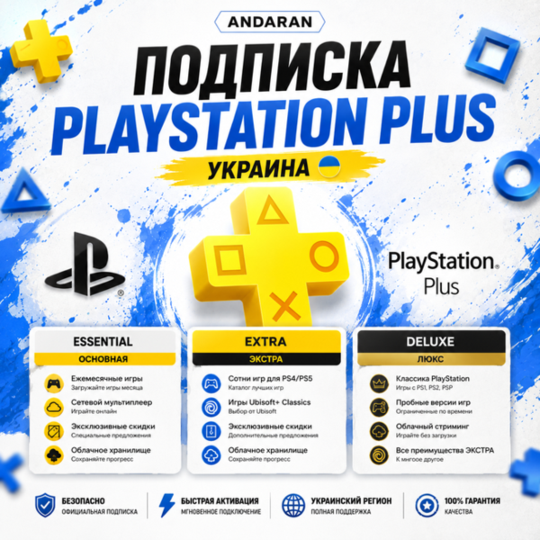 Подписка PlayStation PLUS [УКРАИНА] (Основная/Экстра/Люкс)