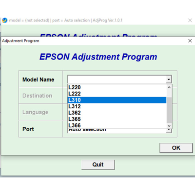 Сброс Epson L312 Adjustment Program