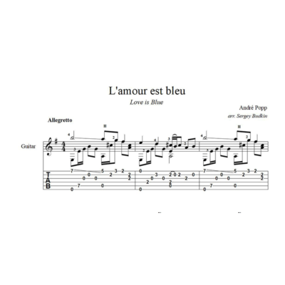 L´amour est bleu (Love is Blue) ноты для гитары