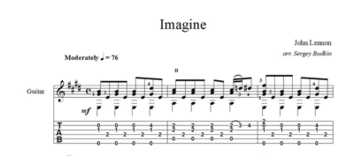Imagine (John Lennon) ноты для гитары