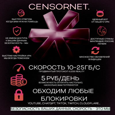 CensorNet VPN — промокод для пополнения баланса в боте