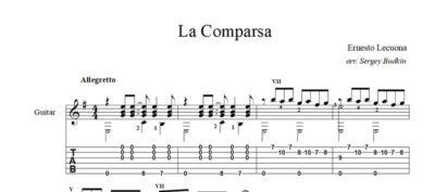 La Comparsa (Эрнесто Лекуона) ноты для гитары