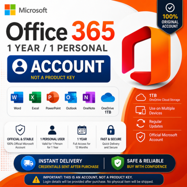 Microsoft Office 365 – 1 год – Личный – Учетная запись