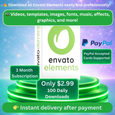 Envato Elements 3 месяца - Панель загрузок - 100 загрузок в день АВТО