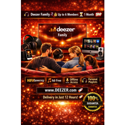 🎧 Deezer Family 🎶 | 🔒 До 6 участников | ⏳ 1 месяц 💎 | 🚀 HiFi звук ⚡💯