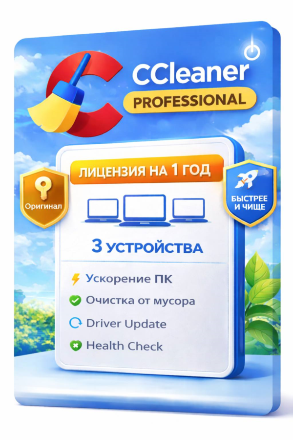 CCleaner Professional 3 устройства 1 год (Windows)
