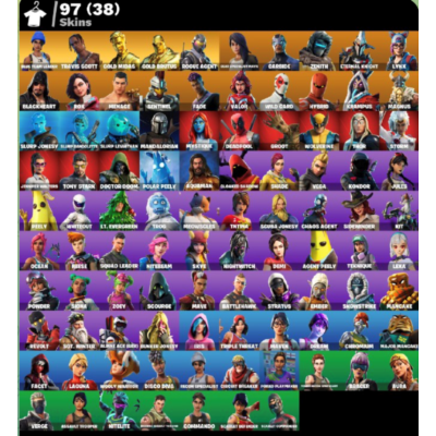 FN | Blue Team Leader  | Travis Scott | Gold Midas | 97 skins (38 paid) | 650 VB