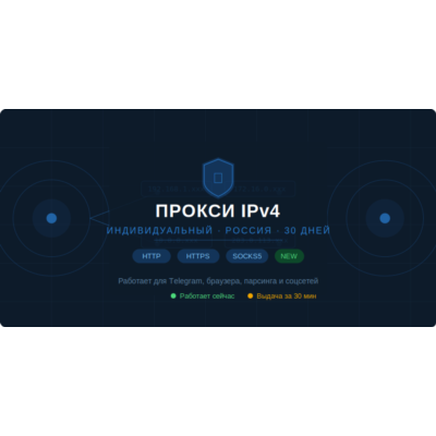 Индивидуальный прокси IPv4 Россия или любая другая страна — 30 дней (HTTP/SOCKS5)