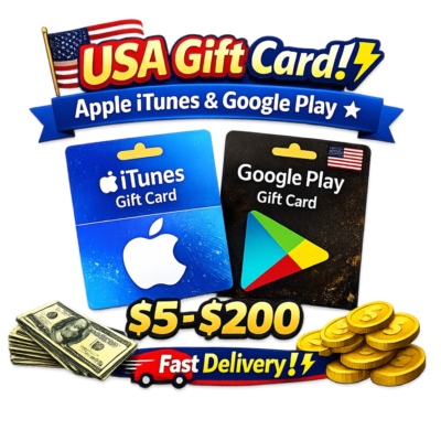 🎁 Подарочная карта США | Apple iTunes и Google Play | $5–$200 | Быстрая доставка