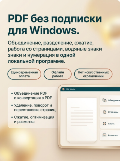 PDF Atelier для Windows | PDF без подписки | Объединить, разбить, сжать, маркировать