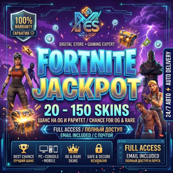 FORTNITE ДЖЕКПОТ | 20-150 СКИНОВ | ШАНС НА OG И РАРИТЕТ | ПОЛНЫЙ ДОСТУП + ПОЧТА