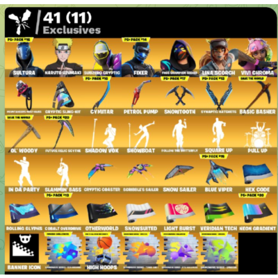 FN ( все платформы)  | 242 скина (42 платных) | 400 VB | Полный доступ