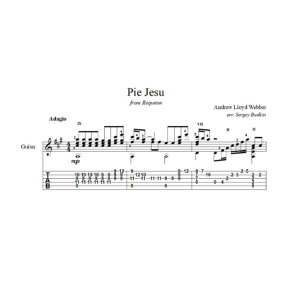 Pie Jesu (Эндрю Ллойд Уэббер) ноты для гитары